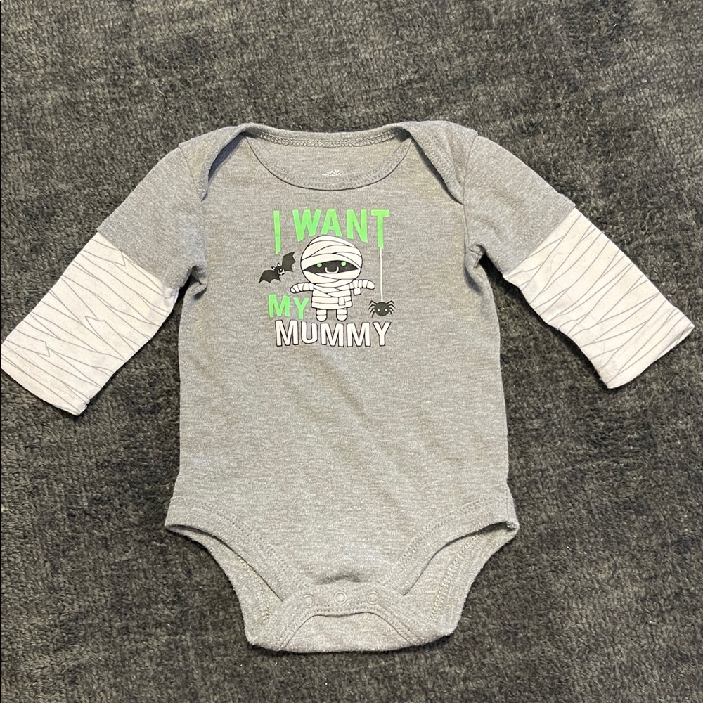Gray Long-Sleeve Bodysuit - I Want My Mummy